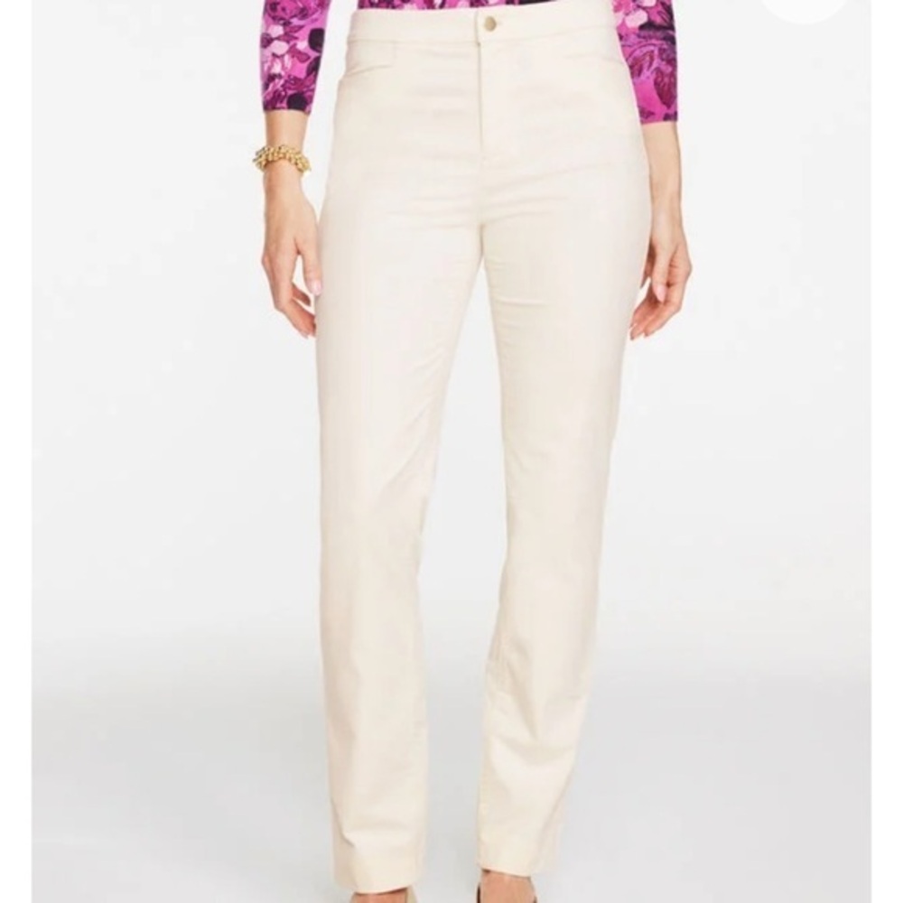 Soft Surroundings Fly Front White Straight Leg Velvet Pants NWT Sz 10